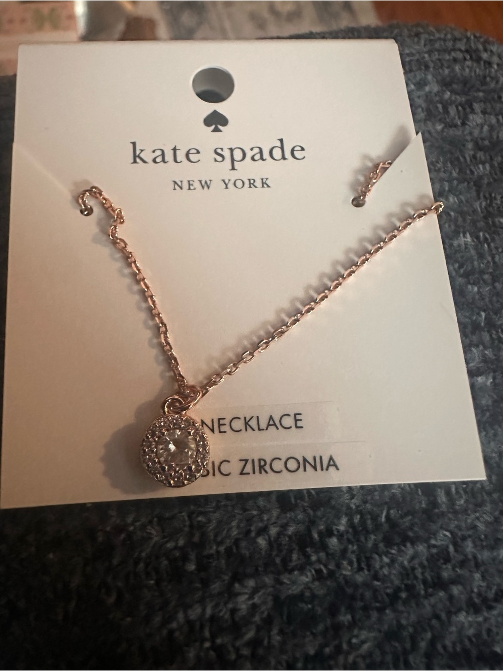 kate spade rose gold and clear pavé halo pendant necklace